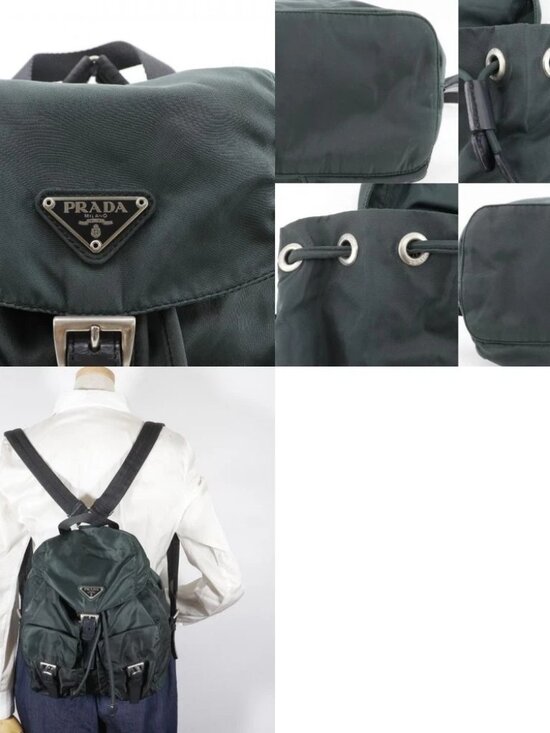 PRADA Backpack Daypack Green Nylon Women